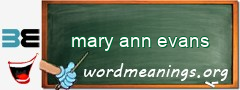 WordMeaning blackboard for mary ann evans